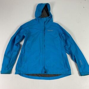 Marmot Jacket Womens L Blue Rain Coat Hood Waterproof Taped Seams GORE-TEX B1154